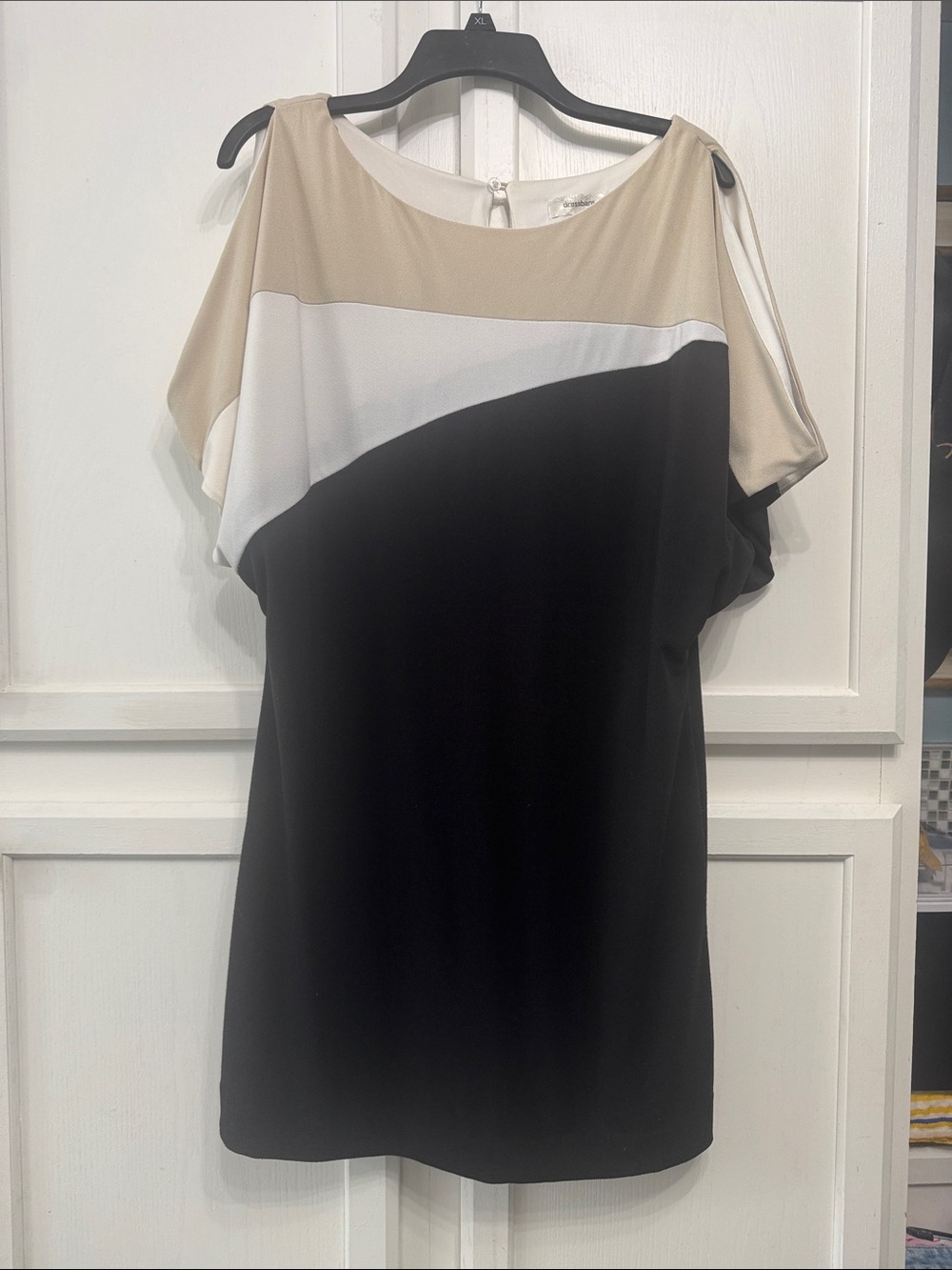 Dress Barn Colorblock Dress in Black, White & Tan